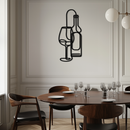 Wine Bottle & Glass Metal Wall Art - Modern Minimalist Bar Decor - KAF081