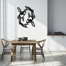 Koi Fish Yin Yang Metal Wall Art - Zen Inspired Steel Wall Decor - KAF083
