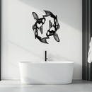 Koi Fish Yin Yang Metal Wall Art - Zen Inspired Steel Wall Decor - KAF083