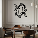 Koi Fish Yin Yang Metal Wall Art - Zen Inspired Steel Wall Decor - KAF083