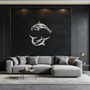 Dolphin & Marlin Metal Wall Art - Ocean-Inspired Modern Steel Decor - KAF084