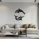 Dolphin & Marlin Metal Wall Art - Ocean-Inspired Modern Steel Decor - KAF084