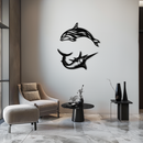 Dolphin & Marlin Metal Wall Art - Ocean-Inspired Modern Steel Decor - KAF084