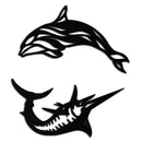 Dolphin & Marlin Metal Wall Art - Ocean-Inspired Modern Steel Decor - KAF084