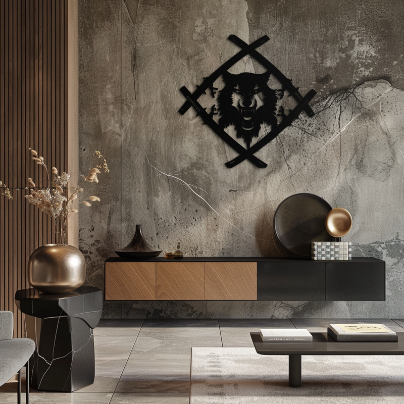 Samurai Wolf Metal Wall Art - Unique Warrior-Inspired Steel Decor - KAF087