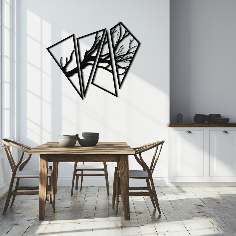 Abstract Tree Branch Metal Wall Art - Modern Geometric Steel Decor - KAF088