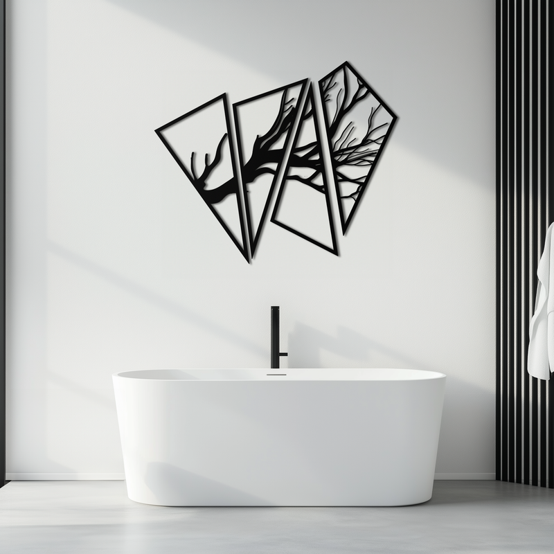 Abstract Tree Branch Metal Wall Art - Modern Geometric Steel Decor - KAF088