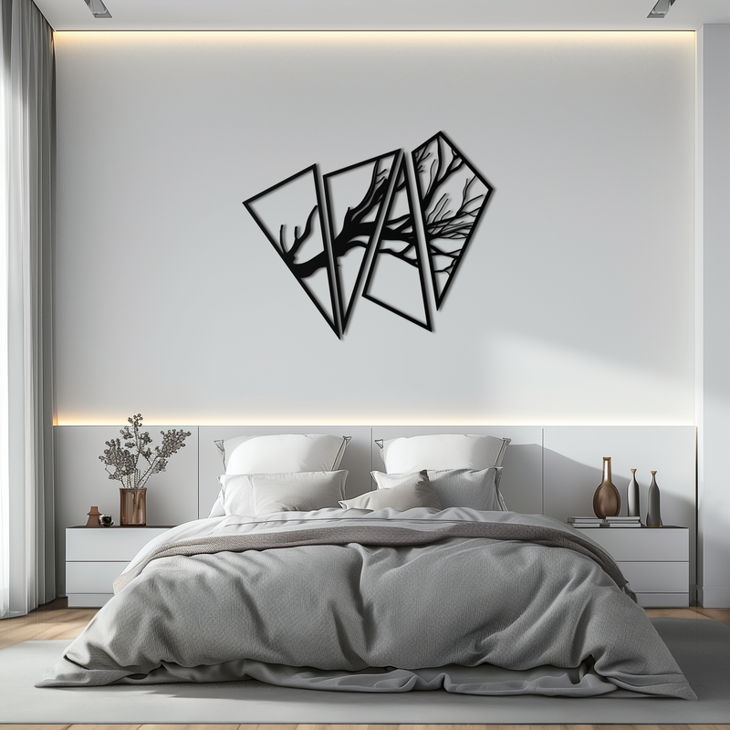 Abstract Tree Branch Metal Wall Art - Modern Geometric Steel Decor - KAF088