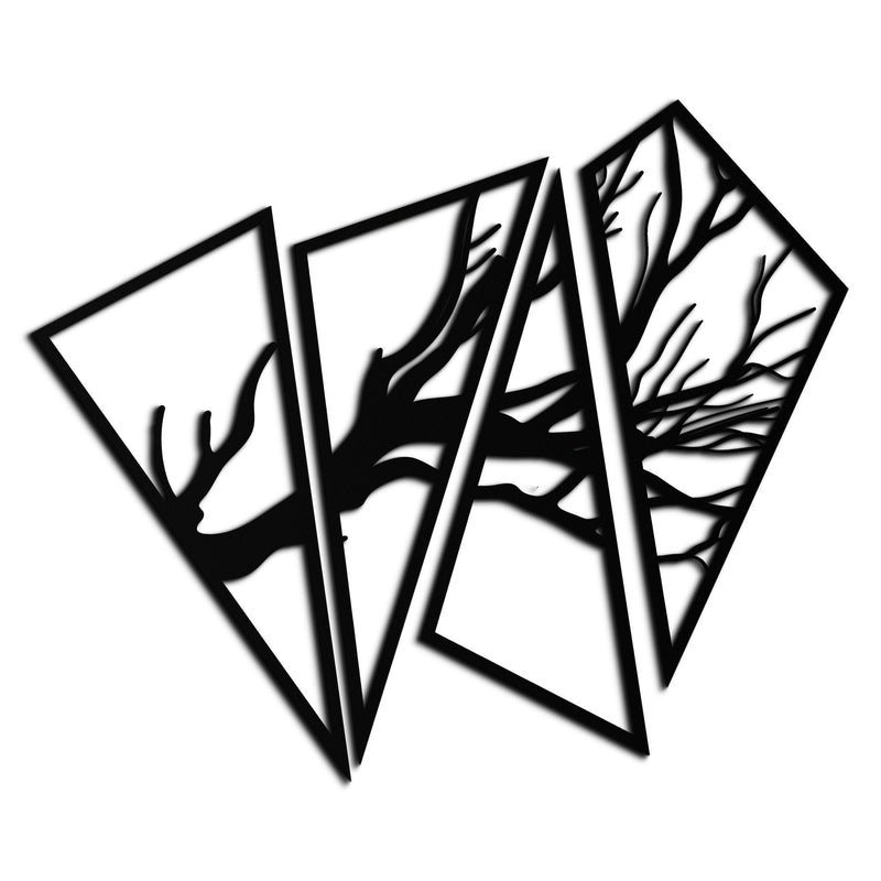 Abstract Tree Branch Metal Wall Art - Modern Geometric Steel Decor - KAF088
