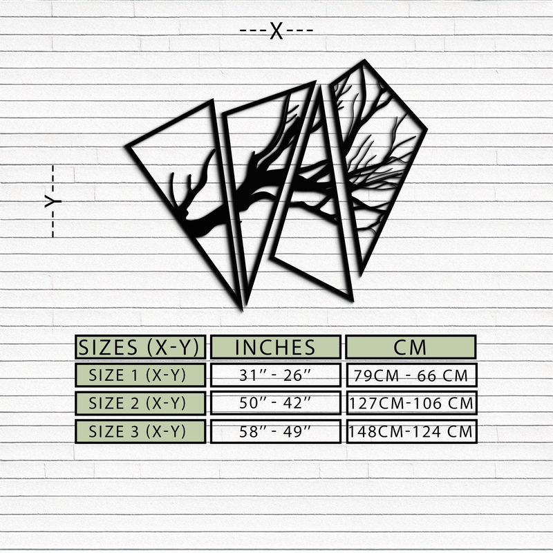 Abstract Tree Branch Metal Wall Art - Modern Geometric Steel Decor - KAF088