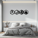 Four Elements Metal Wall Art - Modern Elemental Symbol Decor - KAF090