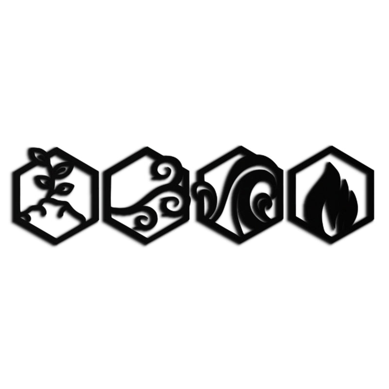 Four Elements Metal Wall Art - Modern Elemental Symbol Decor - KAF090