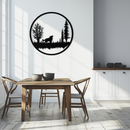 Howling Wolf Metal Wall Art - Rustic Nature-Inspired Steel Decor - KAF092
