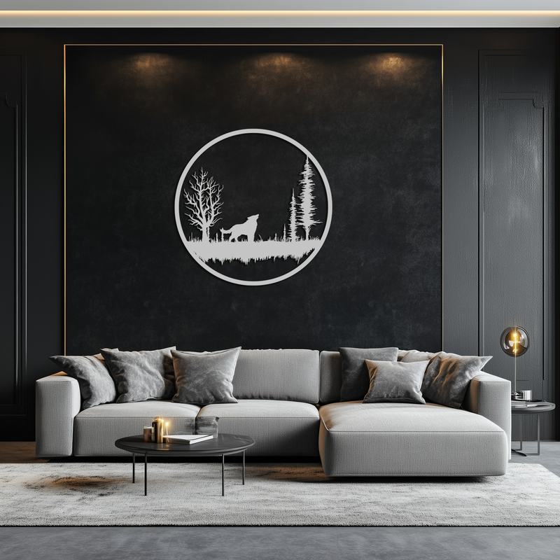Howling Wolf Metal Wall Art - Rustic Nature-Inspired Steel Decor - KAF092