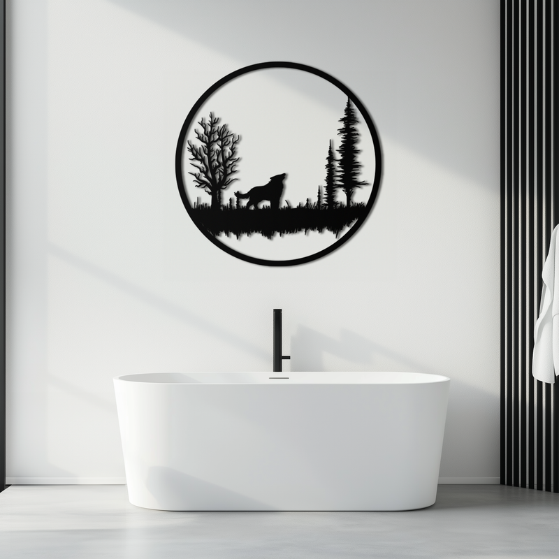 Howling Wolf Metal Wall Art - Rustic Nature-Inspired Steel Decor - KAF092