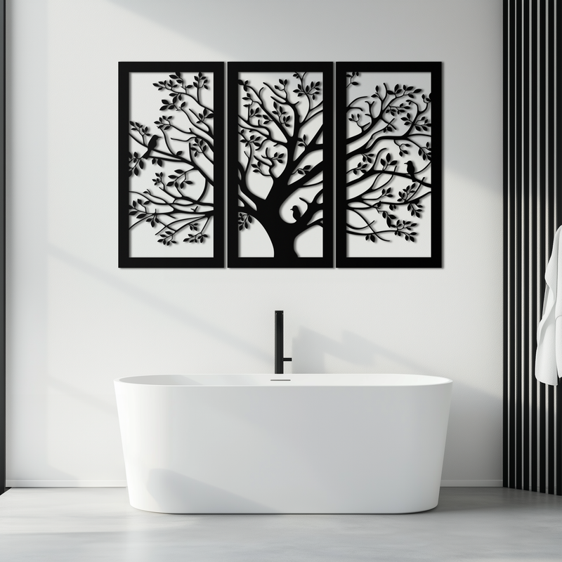 Tree of Life Metal Wall Art - 3-Piece Nature-Inspired Steel Decor - KAF093