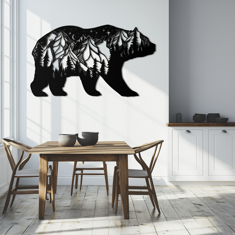 Mountain Bear Metal Wall Art - Nature-Inspired Wildlife Decor - KAF094