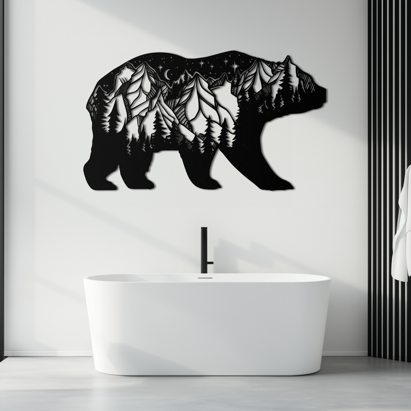 Mountain Bear Metal Wall Art - Nature-Inspired Wildlife Decor - KAF094