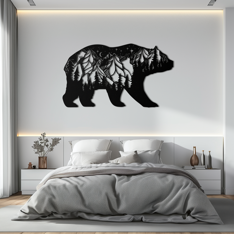 Mountain Bear Metal Wall Art - Nature-Inspired Wildlife Decor - KAF094