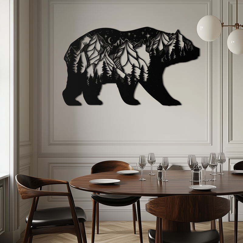 Mountain Bear Metal Wall Art - Nature-Inspired Wildlife Decor - KAF094