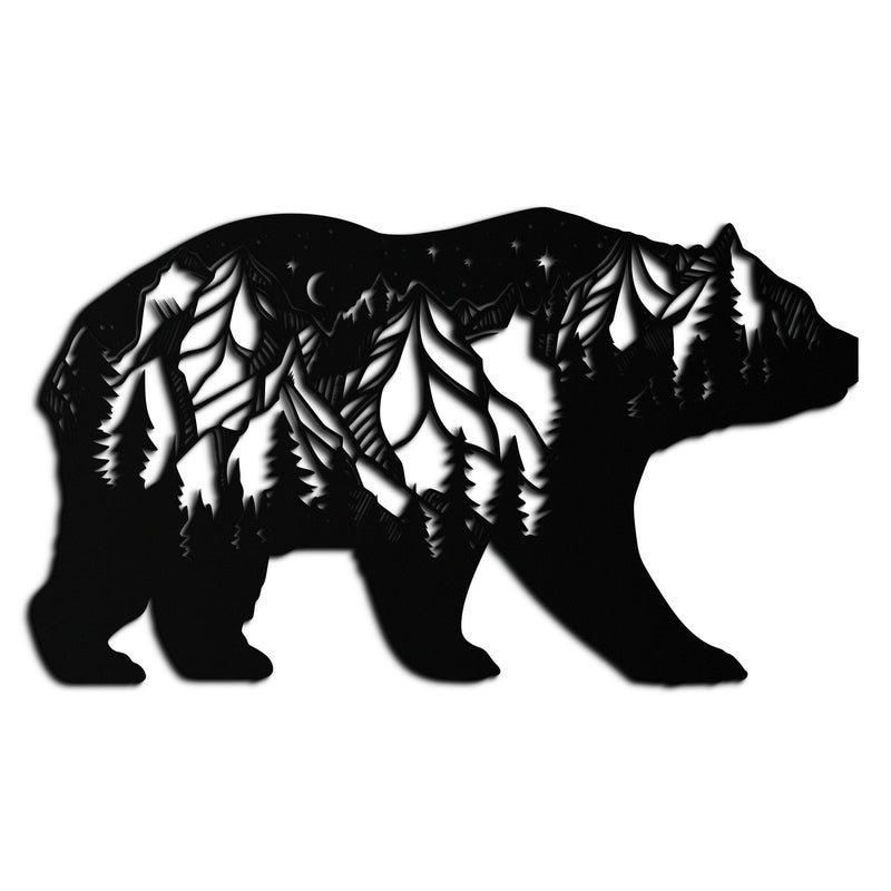 Mountain Bear Metal Wall Art - Nature-Inspired Wildlife Decor - KAF094