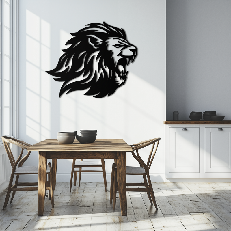 Roaring Lion Metal Wall Art - Fierce Jungle King Steel Decor - KAF095
