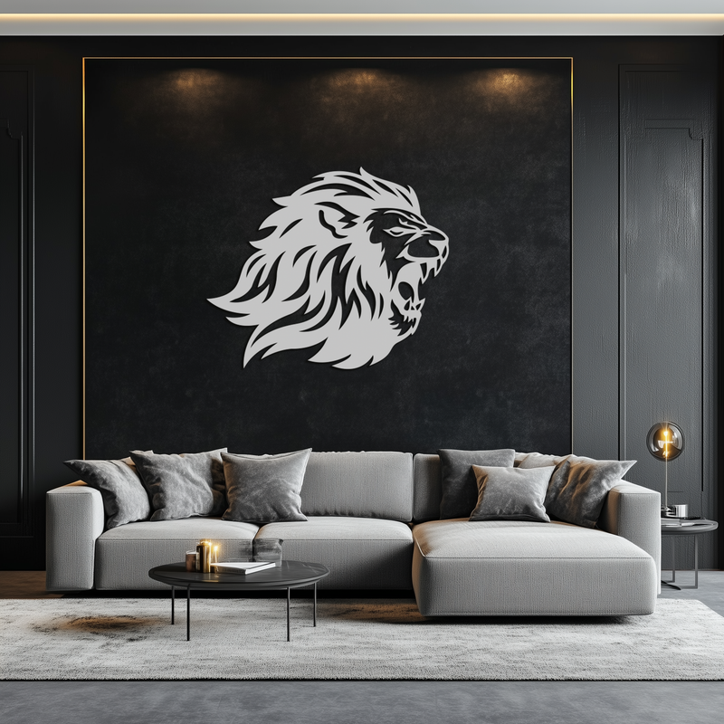 Roaring Lion Metal Wall Art - Fierce Jungle King Steel Decor - KAF095