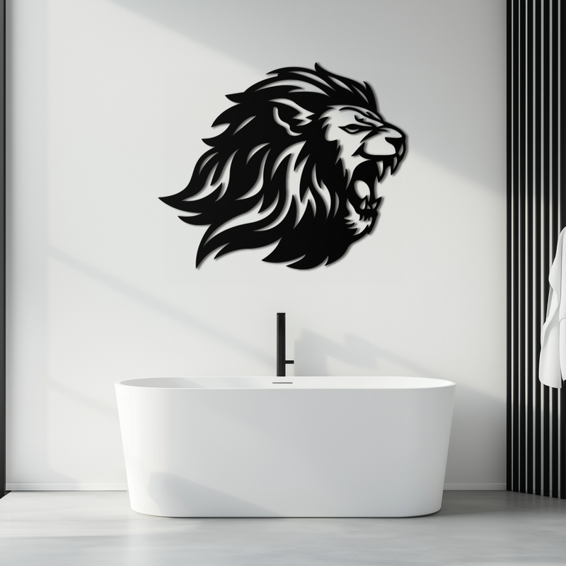 Roaring Lion Metal Wall Art - Fierce Jungle King Steel Decor - KAF095