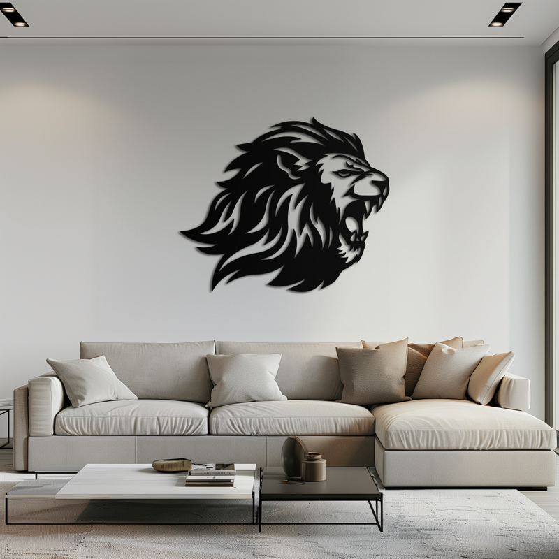 Roaring Lion Metal Wall Art - Fierce Jungle King Steel Decor - KAF095