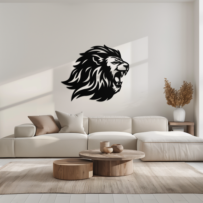 Roaring Lion Metal Wall Art - Fierce Jungle King Steel Decor - KAF095