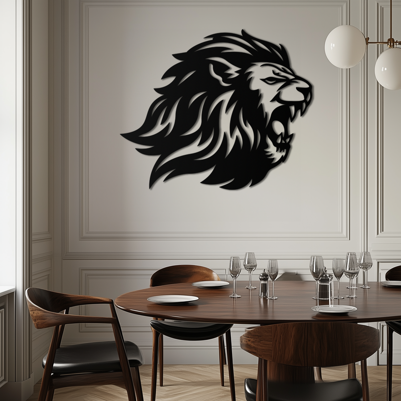 Roaring Lion Metal Wall Art - Fierce Jungle King Steel Decor - KAF095