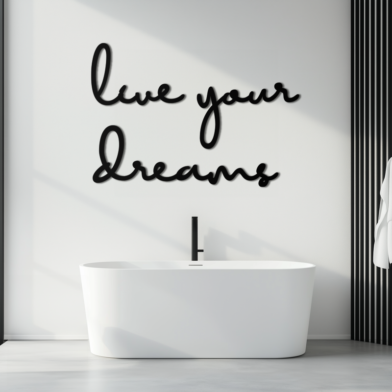 Live Your Dreams Metal Wall Art - Inspirational Script Wall Decor - KAF096
