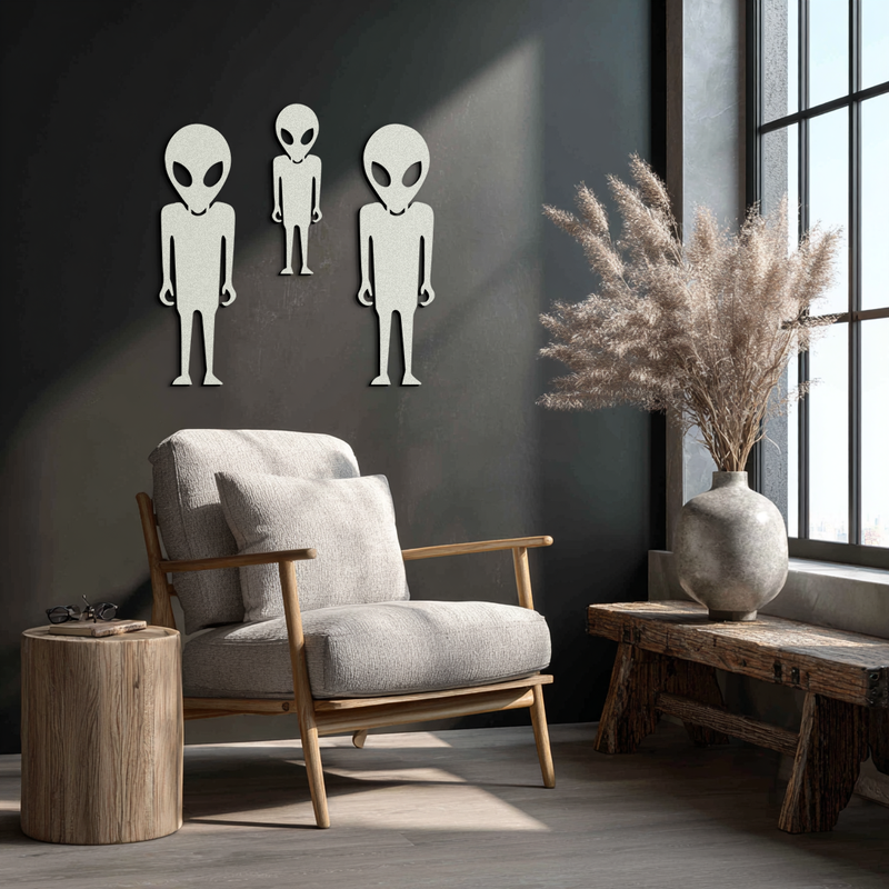 Alien Trio Metal Wall Art - Futuristic Sci-Fi Themed Wall Decor - KAF097