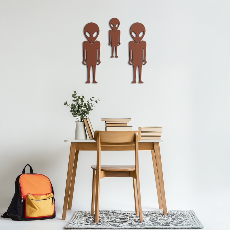 Alien Trio Metal Wall Art - Futuristic Sci-Fi Themed Wall Decor - KAF097