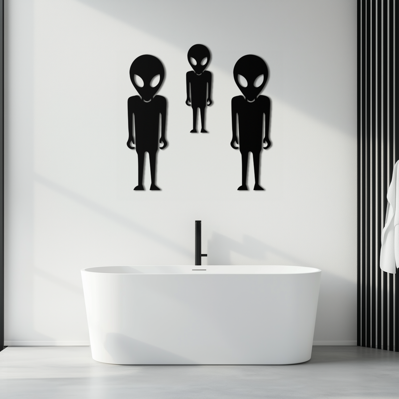 Alien Trio Metal Wall Art - Futuristic Sci-Fi Themed Wall Decor - KAF097
