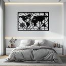 Geometric World Map Metal Wall Art - Modern Minimalist Steel Wall Decor - KAF098