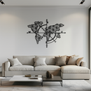 Geometric World Map Metal Wall Art - Modern Compass Wall Decor - KAF099
