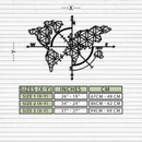 Geometric World Map Metal Wall Art - Modern Compass Wall Decor - KAF099