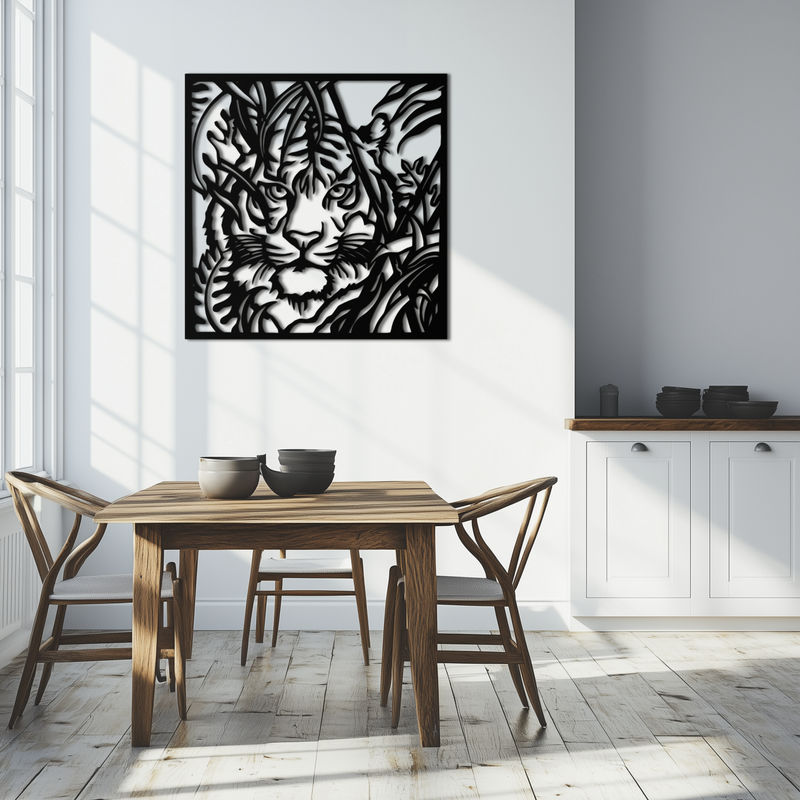 Tiger Metal Wall Art - Jungle-Inspired Modern Steel Wall Decor - KAF102