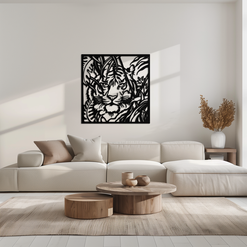 Tiger Metal Wall Art - Jungle-Inspired Modern Steel Wall Decor - KAF102