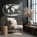 World Map Metal Wall Art - Globe Projection Steel Wall Decor - KAF103