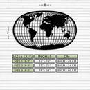 World Map Metal Wall Art - Globe Projection Steel Wall Decor - KAF103