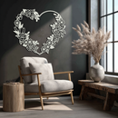 Floral Heart Metal Wall Art - Elegant Steel Rose Wreath - KAF107