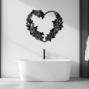 Floral Heart Metal Wall Art - Elegant Steel Rose Wreath - KAF107