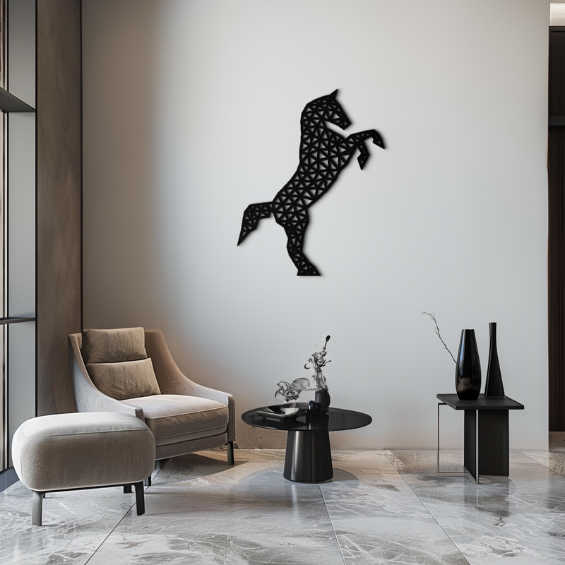 Geometric Horse Metal Wall Art - Modern Steel Horse Silhouette - KAF108