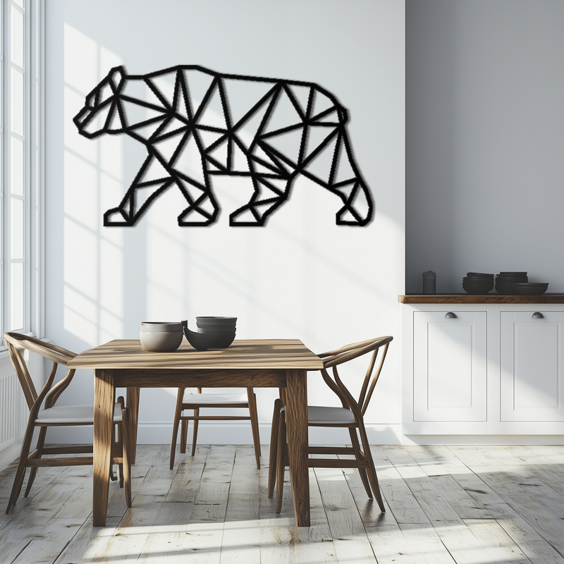 Geometric Bear Metal Wall Art - Modern Steel Animal Decor - KAF109