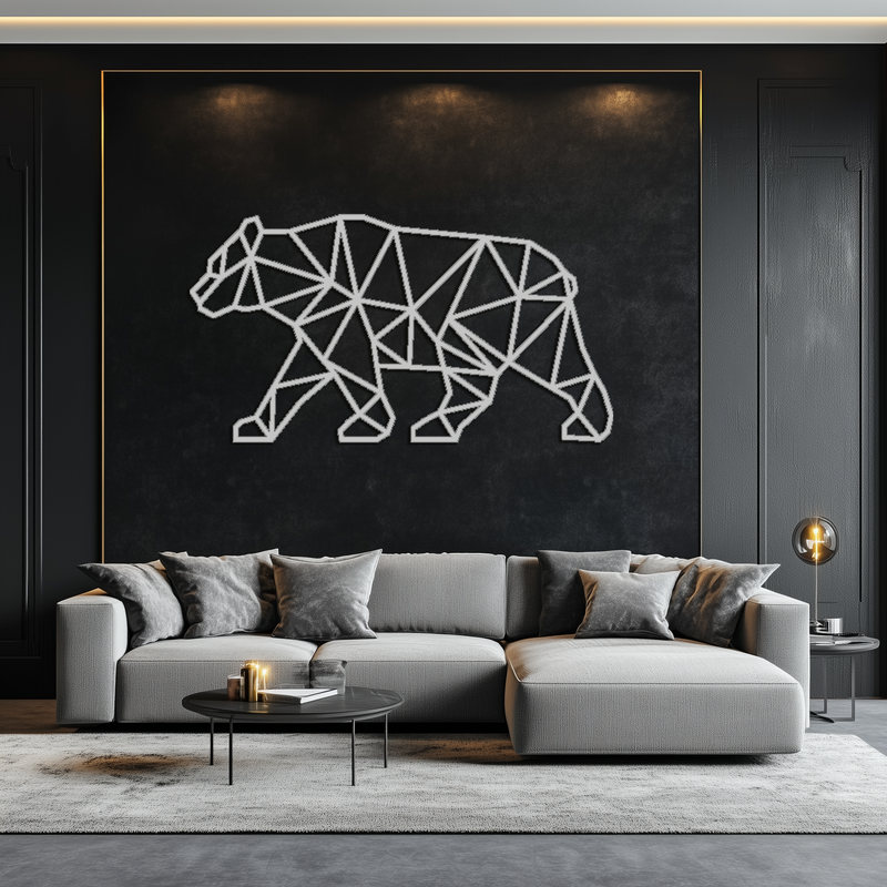 Geometric Bear Metal Wall Art - Modern Steel Animal Decor - KAF109