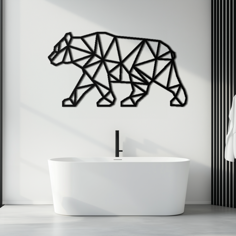 Geometric Bear Metal Wall Art - Modern Steel Animal Decor - KAF109