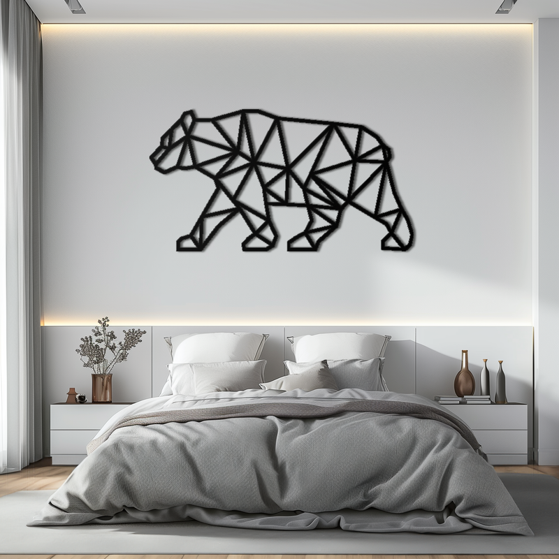 Geometric Bear Metal Wall Art - Modern Steel Animal Decor - KAF109