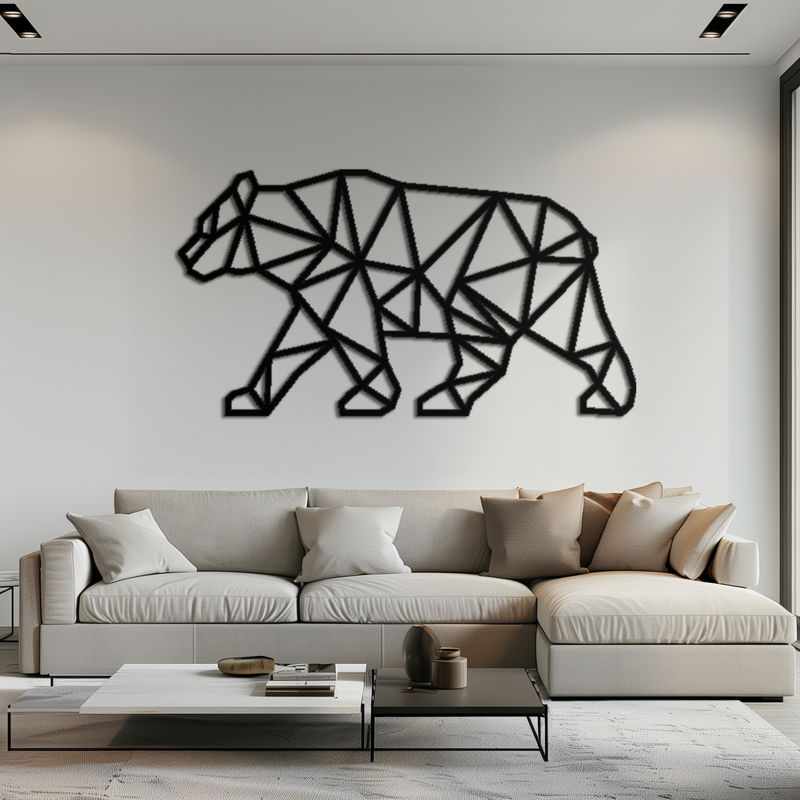 Geometric Bear Metal Wall Art - Modern Steel Animal Decor - KAF109